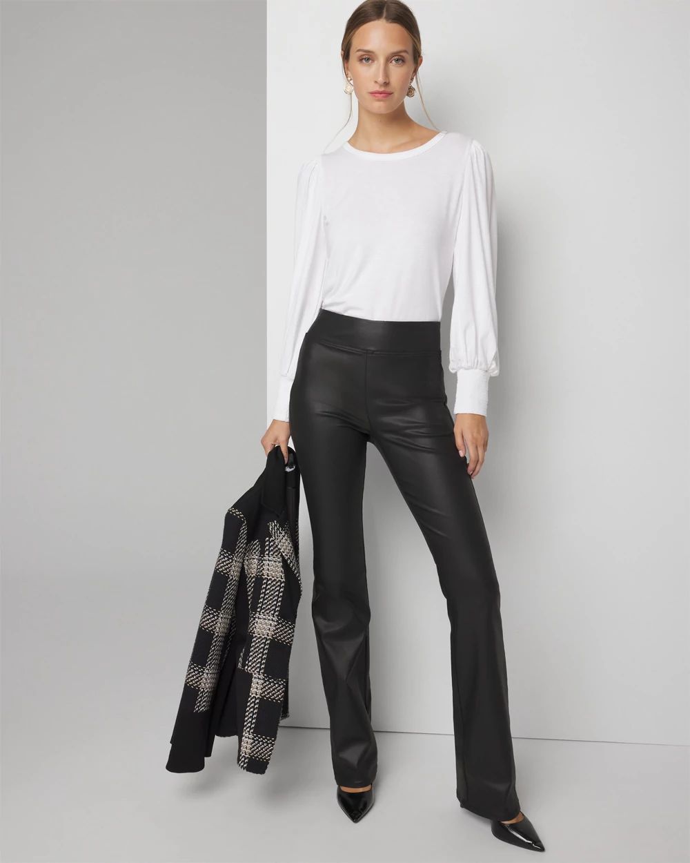 Petite Extra High-Rise Coated Pull-On Flare Jeans | White Petite Extra High-Rise Coated Pull-On Flare Jeans | White